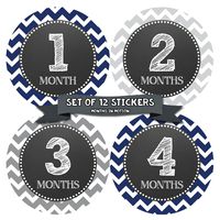 Months in Motion Monthly Stickers for Boy - Monthly Milestone Sticker - 12 Monthly Milestone Stickers - Baby Month Stickers for Infant First Year - Belly Stickers