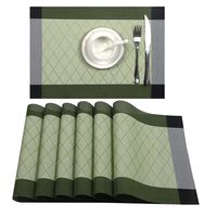 U'Artlines Placemat, Crossweave Woven Vinyl Non-Slip Insulation Placemat Washable Table Mats Set (6pcs placemats, L Green)