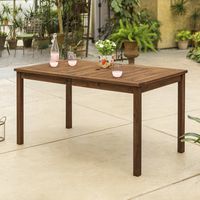 Walker Edison Furniture Company AZWSDTDB 6 Person Outdoor Patio Wood Rectangle Dining Table All Weather Backyard Conversation Garden Poolside Balcony, 60 Inch, Dark Brown