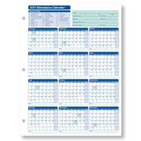 ComplyRight Attendance Calendar Card 2017, White, Pack of 50