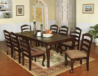 Furniture of America Kathryn 9-Piece Classic Style Dining Table Set with 18" Expandable Leaf, Dark Walnut