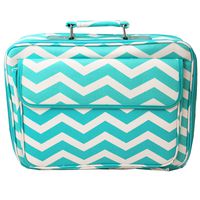 World Traveler 17 Inch Laptop Computer Case, Light Blue White Chevron, One Size