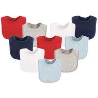 Luvable Friends Unisex Baby Drooler Bibs, Boy Red/Solid 10-Pack, One Size