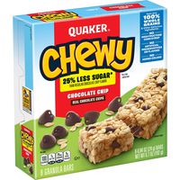 Quaker Chewy Granola Bars, 25% Less Sugar Chocolate Chip, 8 Bars