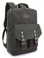 KaLeido Vintage Canvas Laptop Backpack Rucksack Schoolbag (Navy Green)