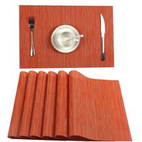 U'Artlines Placemat, Crossweave Woven Vinyl Non-Slip Insulation Placemat Washable Table Mats Set of 6 (6pcs placemats, B Orange)