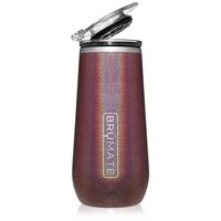 BrüMate 12oz Insulated Champagne Flute With Flip-Top Lid - Made With Vacuum Insulated Stainless Steel (Glitter Merlot)