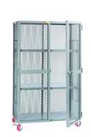 Little Giant SL2A-3060-6PYFL All-Welded Mobile Storage Lockers, 2 Adjustable Center Shelves, 2000 lb. Capacity, 6" Polyurethane, Gray
