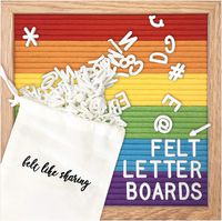 Rainbow Colorblock Felt Letter Board 10x10 Inches. Changeable Letter Boards Include 300 White Plastic Letters and Oak Frame....