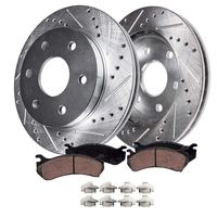 Detroit Axle - S-55097BK Front Brake Kit, Drilled Slotted Bake Rotors with Ceramic Brake Pads and Brake Hardware Clips