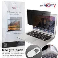 Homy Privacy Screen for MacBook Air 13 inch 2017 or Earlier + Storage Folder for Protector + Keyboard Cover Ultra-Thin TPU Skin + Web Camera Sliding Cover/Easy On-Off Anti Spy Filter for A1369, A1466