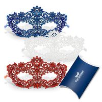 Masquerade Mask for Women Premium Set - 3 Unique Luxury Pcs Red Blue and White Girl Lace Eye Venetian Mask for Fancy Party Costume Supplies Ball Prom Festival Carnival Mardi Gras Halloween Anniversary