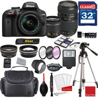 Nikon D3400 DX-Format Digital SLR (Black) w/AF-P DX NIKKOR 18-55mm f/3.5-5.6G VR Lens & Tamron 70-300mm f/4-5.6 Di LD Macro Autofocus Lens + Professional Accessory Bundle