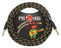 Pig Hog PCH20RA 1/4" to 1/4" Rasta Stripes Guitar Instrument Cable, 20 Feet