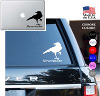 Raven Nevermore Edgar Allan Poe Vinyl Decal Sticker - Car Window, Laptop, Wall, Mac (11" inches, White)