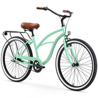 sixthreezero Around The Block Women's 3-Speed Beach Cruiser Bicycle, 26" Wheels, Mint Green with Brown Seat and Grips
