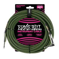 Ernie Ball Instrument Cable, Neon Green/Black, 25 ft