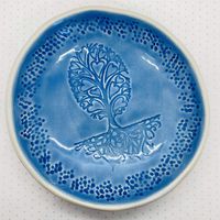 JANECKA Tree of Hearts Bowl, Freeform Artisan Crafted, 5.25 x 1 Inch, Pottery 9th Anniversary Gift