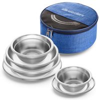 Wealers Stainless Steel Plates and Bowls Camping Set Small and Large Dinnerware for Kids, Adults, Family | Camping, Hiking, Beach, Outdoor Use | Incl. Travel Bag (12-Piece Kit)