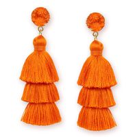 Fashion Tassel Earrings for Women Girls Bright Orange Tassel Fringe Drop Dangle Earrings for Girls Womens Hot Summer Jewelry Gift