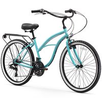 sixthreezero Around The Block Women's 21-Speed Beach Cruiser Bicycle, 26" Wheels, Teal Blue with Black Seat and Grips