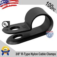 R-Type Cable Clamps Nylon Black Hose Wire Electrical Ring Loop