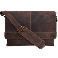 Genuine Leather Messenger Bag for Men and Women - 14 inch Laptop Bag for College Work Office by LEVOGUE (BROWN CRAZY HORSE)