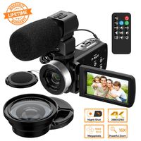 Vlog Video Camera Camcorder - 4K HD Camera for YouTube and Capture Memory with Microphone, Digital WiFi Camera Recorder with Remote Control, IR Night Vision 3.0 inch Touch Screen 16X Digital Zoom