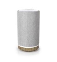Knit Audio Timpani, KW101, Tower Bluetooth Wireless Indoor Speaker with 20W Output Power, Compatible for Android and Apple, Light Gray/Wood Grain, 6.3"x6.3"x12.4"