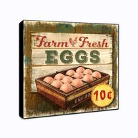 LACOFFIO Farm Fresh Eggs Wall Art Décor Plaque 6" x 6" Housewarming Gift Idea