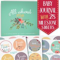 First Year Baby Memory Journal Book + Bonus Monthly Milestone Stickers. Baby Shower Gift & Keepsake to Record Photos & Milestones. Five Year Scrapbook & Picture Album for Boy & Girl Babies. (Floral)