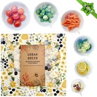 Beeswax Food Wrap, Beeswax Wrap and Silicone Stretch Lids Urban Green, Bees Wax Wrap, Bees Wrap, Reusable Food Wrap, Plastic Wrap Alternatives, Zero Waste Product (9 Pack)