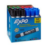 EXPO Low Odor Dry Erase Markers, Chisel Tip, Assorted, 36 Count (Pack of 1)