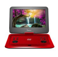 Impecca 13.3 Inch Portable DVD Player, Swivel Screen, 5 Hour Rechargeable Battery, with USB/SD Card Reader, and Deluxe Travel Bag, Red (DVP1330R)