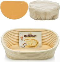 Oval Bread Banneton Proofing Basket - 10 Inch Baskets Sourdough Brotform Proofing Basket Set Banaton Towel for Baking Oval Proofing for Sourdough Bread Making Starter Jar Kit - Great As A Gift