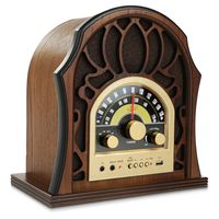 Pyle Retro Speaker Vintage Radio - Classic Style Stereo, Wireless Bluetooth Receiver Speakers, Built-in Full Range Sound System Reproduction, USB, MP3 Player, AM/FM Tuner - Walnut