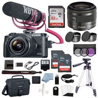 Canon EOS M6 Digital Camera Video Creator Kit W/EF-M 15-45mm f/3.5-6.3 is STM Lens + Deluxe Accessory Bundle - Includes to Get Started