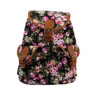 Vintage Women Canvas Travel Satchel Shoulder Bag Backpack Rucksack Floral Black