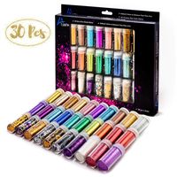 30 Luxury Colors of Ultra, Extra Fine, Large, and Chunky Non Toxic Glitter Set With Heart Star Shape - For Slime, Scrapbook, Party Invitation, Face, Body, Nail Arts, Festival, and Child's Fun Craft