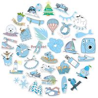Stickers for Water Bottles VSCO 35 PCS Stickers for Teens, Girls, Boys, Kids - Aesthetic Stickers for Hydro Flask, Skateboard, Laptop, Phone - Cute Vinyl Waterproof Stickers (Blue Stickers)