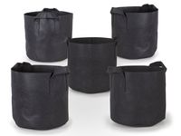 247Garden 5-Pack 7 Gallon Grow Bags/Aeration Fabric Pots w/Handles (Black)