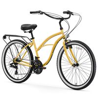 sixthreezero Around The Block Women's 21-Speed Beach Cruiser Bicycle, 26" Wheels, Cream with Black Seat and Grips