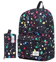 TRENDYMAX Cute Backpack for School, Holds 15.4-inch Laptop, ColorfulPaints with maching pencil bag