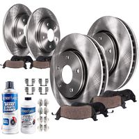Detroit Axle - All (4) Front and Rear Disc Brake Kit Rotors w/Ceramic Pads w/Hardware & Brake Kit Cleaner for 2013-2018 Toyota Avalon - [2013-2016 Lexus ES350] - 2012-2017 Toyota Camry