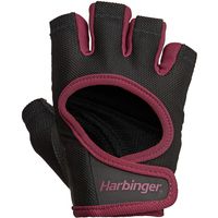 Harbinger Women's Power Weightlifting Gloves with StretchBack Mesh and Leather Palm (1 Pair), Black/Merlot, Small, Small (Fits 6.5 - 7 Inches)