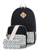 H HIKKER-LINK 3pcs School Backpack Set Bookbag Shoulder Bag Pencil Case Black