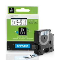 DYMO Standard D1 Labeling Tape for LabelManager Label Makers, Black print on Clear tape, 3/4'' W x 23' L, 1 cartridge (45800)