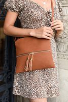 Lightweight Medium Crossbody Bag with Tassel Wine