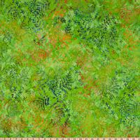 Timeless Treasures Tonga Batik Kiwiberry Branches & Buds Parakeet Fabric