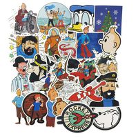 The Adventures of Tintin Laptop Stickers for Laptop, Cool Kids Cartoon Decal for Skateboard Guita Water Bottle Travel Case Motorcycle Bicycle 25pcs Set